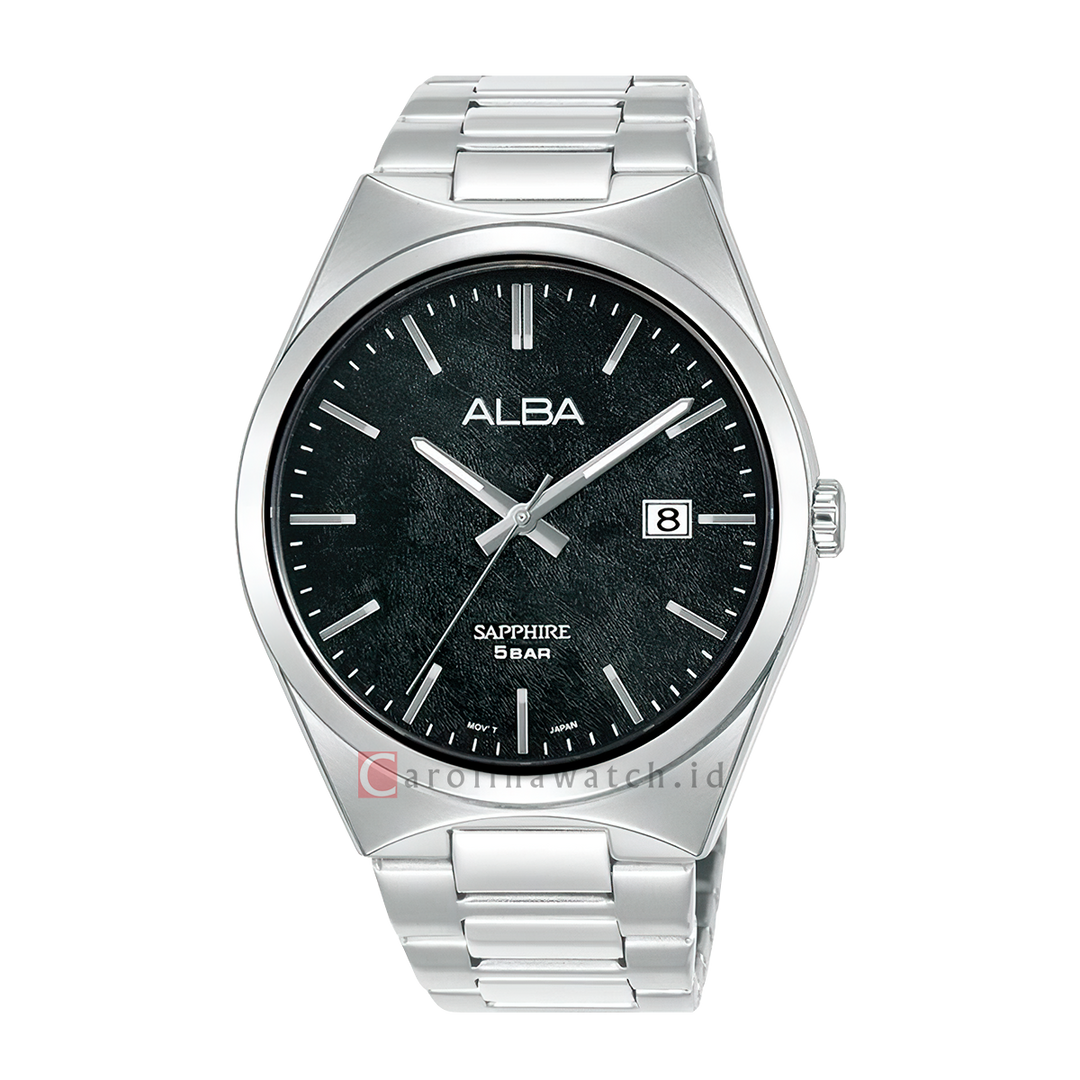 Jam Tangan ALBA AS9V83X1 Sapphire Men Black Dial Stainless Steel Strap