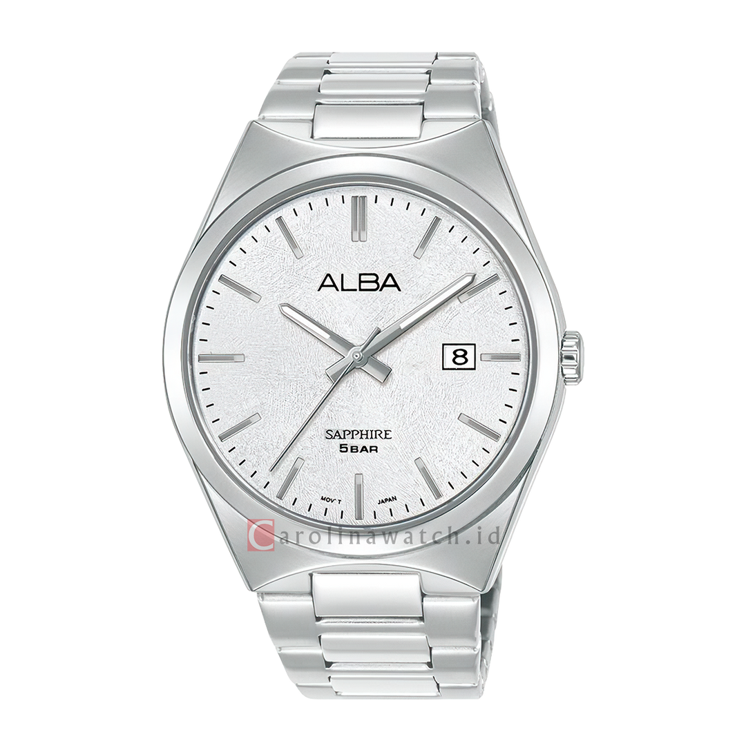Jam Tangan ALBA AS9V85X1 Sapphire Men Silver White Dial Stainless Steel Strap