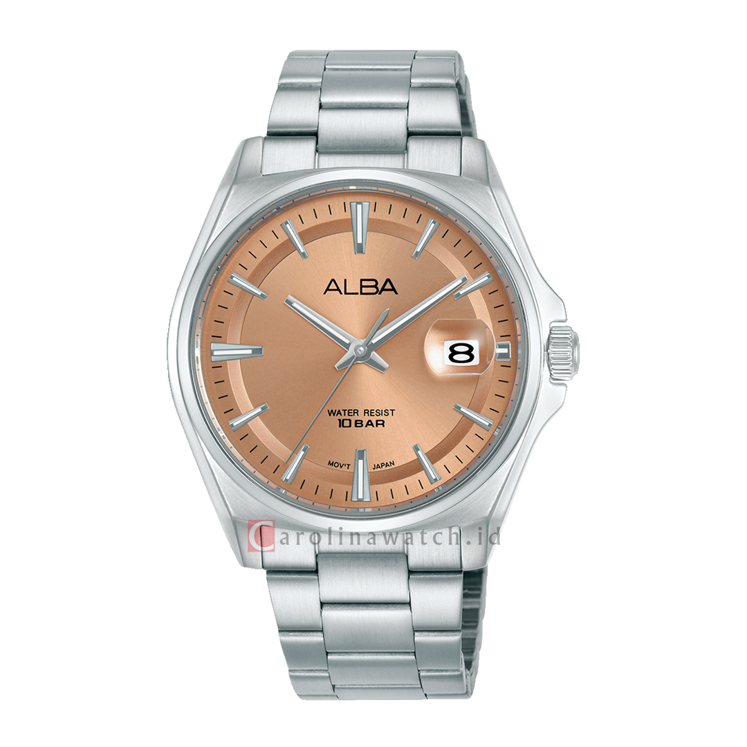 Jam Tangan Alba Active AS9V93X1 Men Salmon Dial Stainless Steel Strap