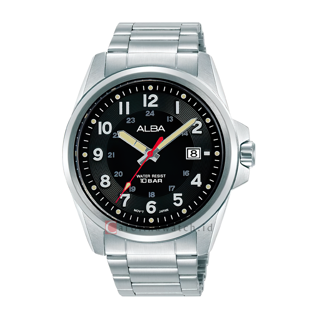 Jam Tangan ALBA AS9W03X1 Men Black Dial Stainless Steel Strap