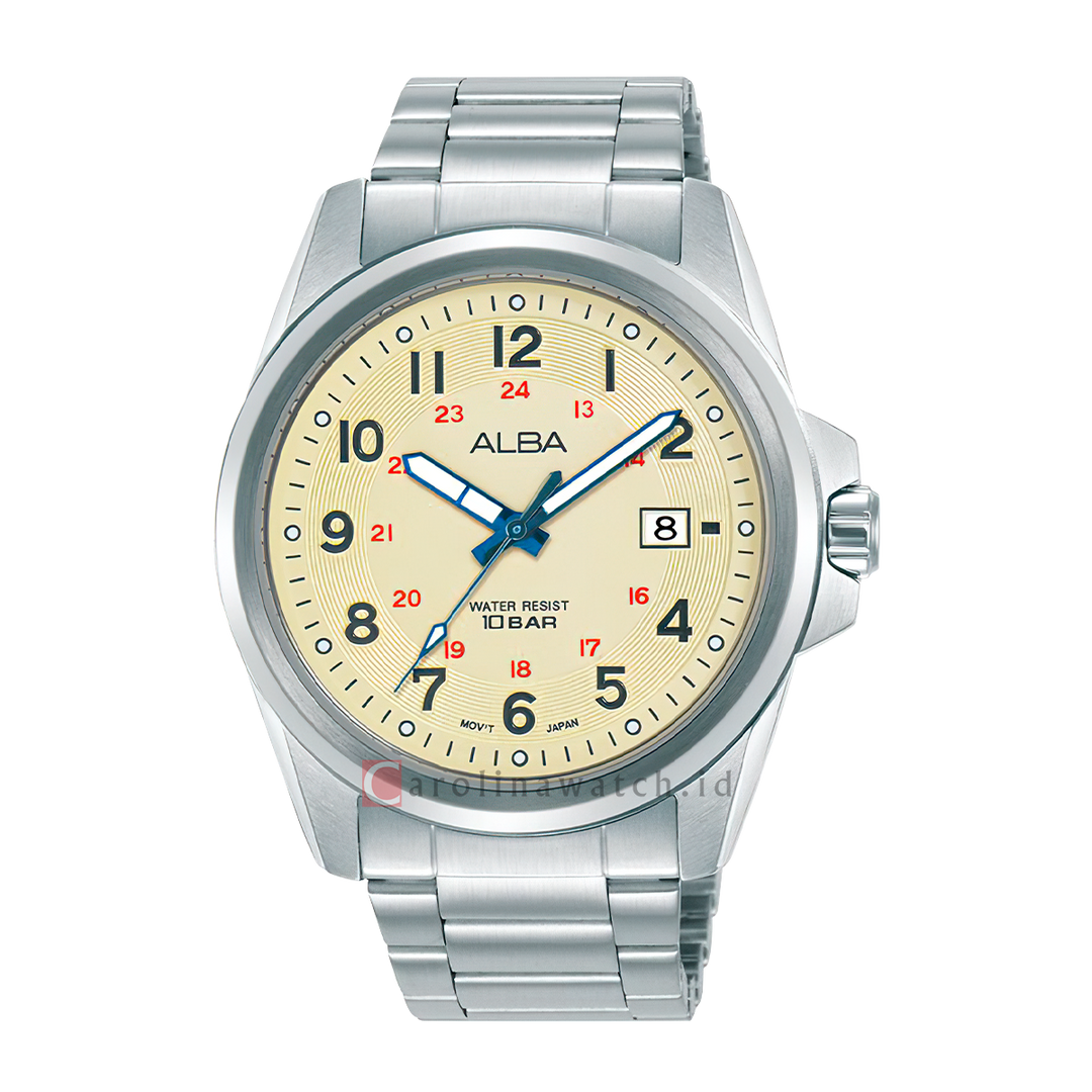 Jam Tangan ALBA AS9W05X1 Men Cream Dial Stainless Steel Strap