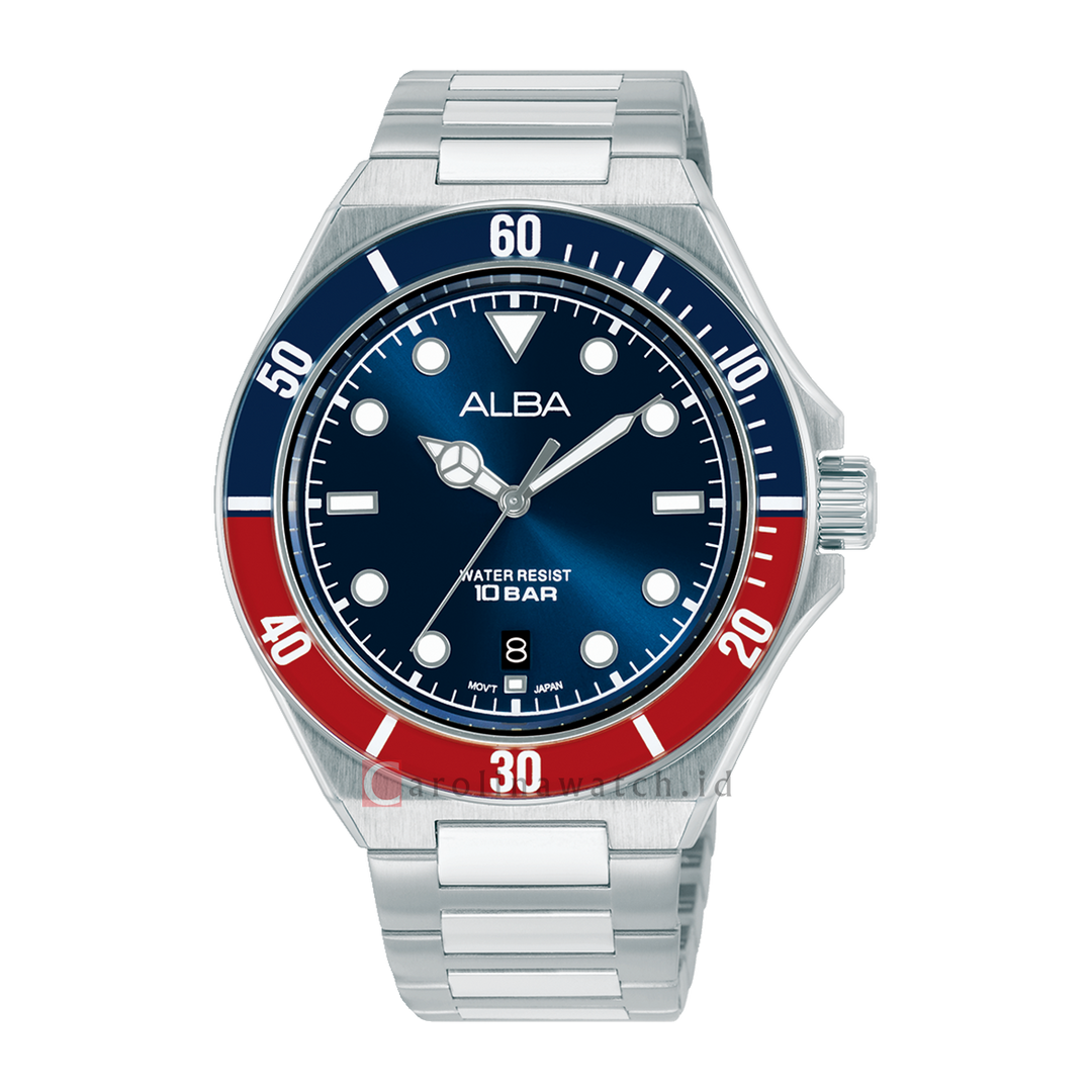 Jam Tangan Alba Active AS9W09X1 Men Blue Dial Stainless Steel Strap