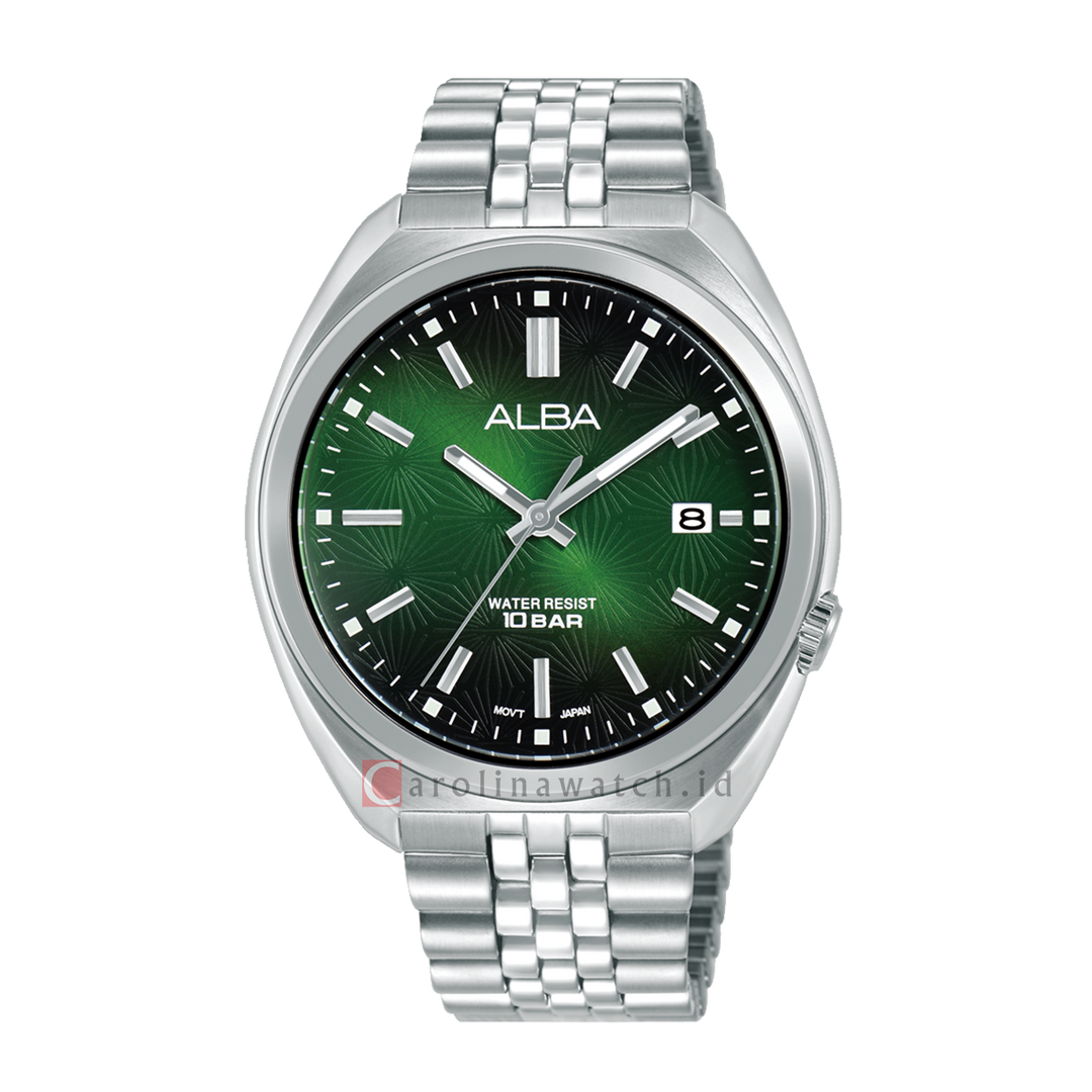Jam Tangan Alba AS9W31X1 Men Green Gradiation Dial Stainless Steel Strap