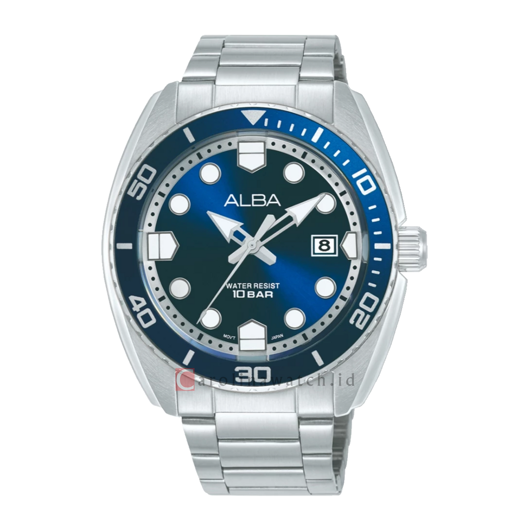 Jam Tangan Alba Active AS9W43X1 Men Blue Dial Stainless Steel Strap