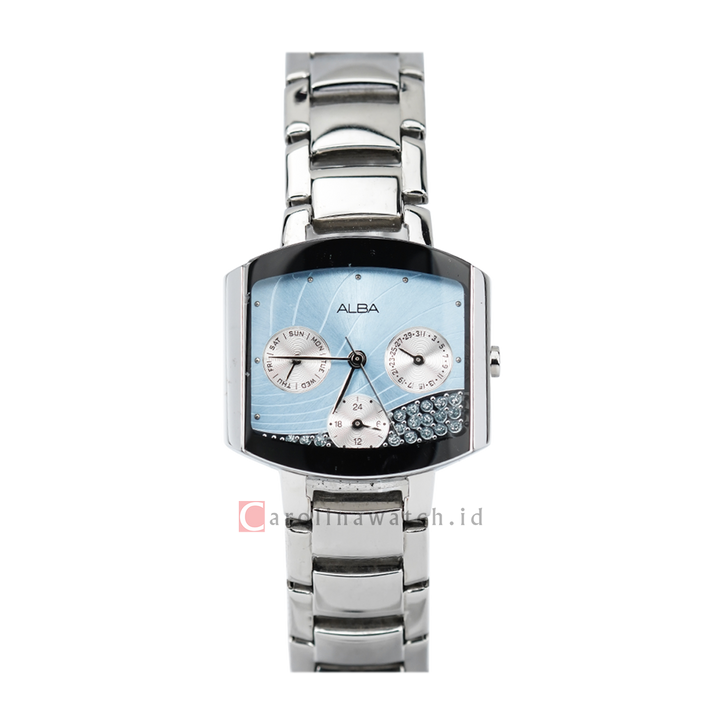 Jam Tangan ALBA Fashion ASPC21X1 Women Light Blue Dial Stainless Steel Strap