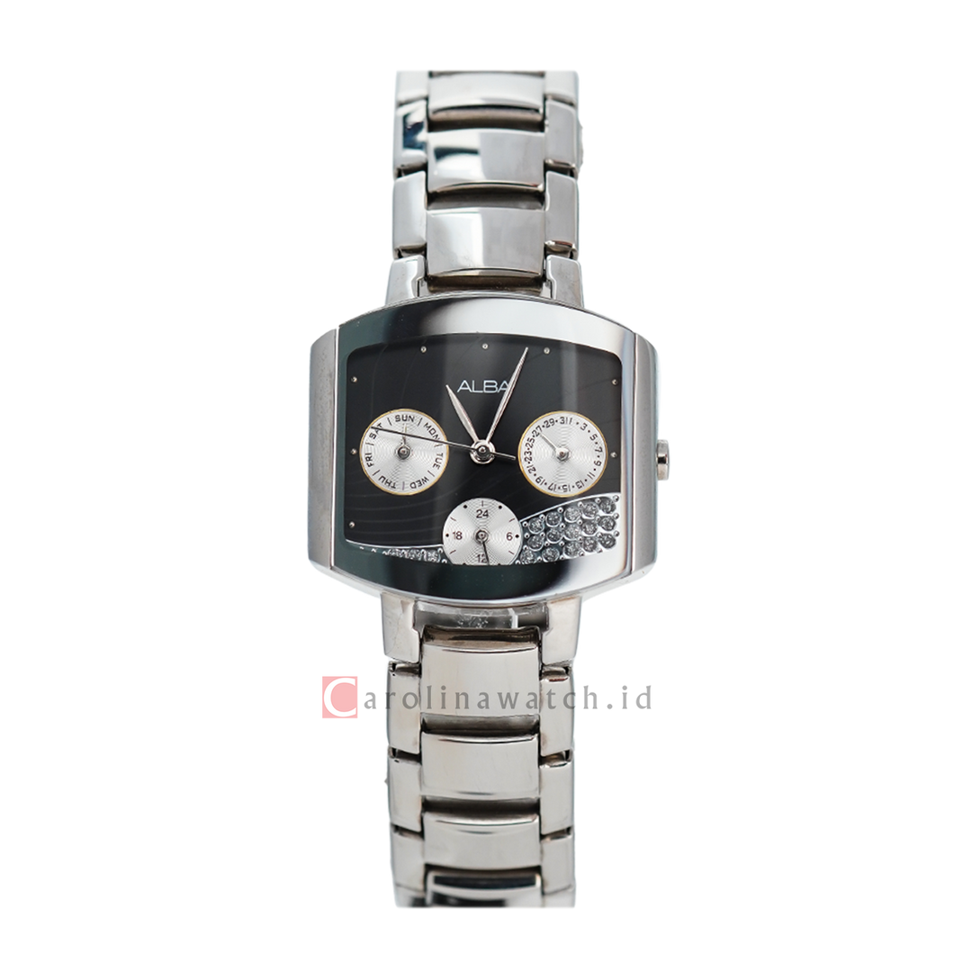 Jam Tangan ALBA Fashion ASPC27X1 Women Black Dial Stainless Steel Strap