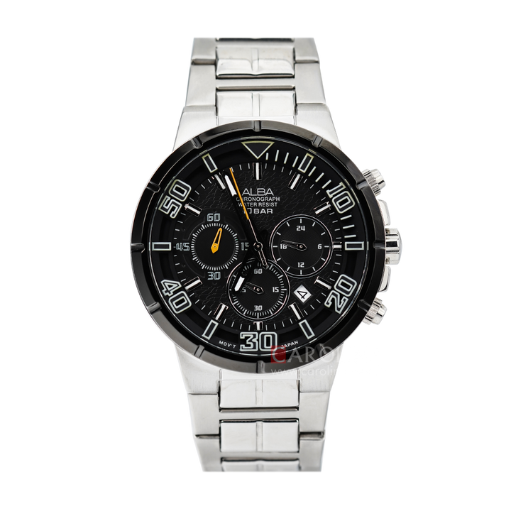 Jam Tangan ALBA Active AT3D83X1 Men Black Dial Stainless Steel Strap