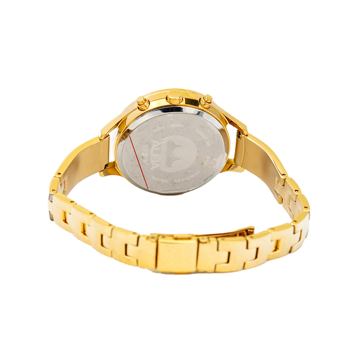 Jam Tangan ALBA Fashion AT3E98X1 Women Light Gold Dial Gold Stainless Steel Strap