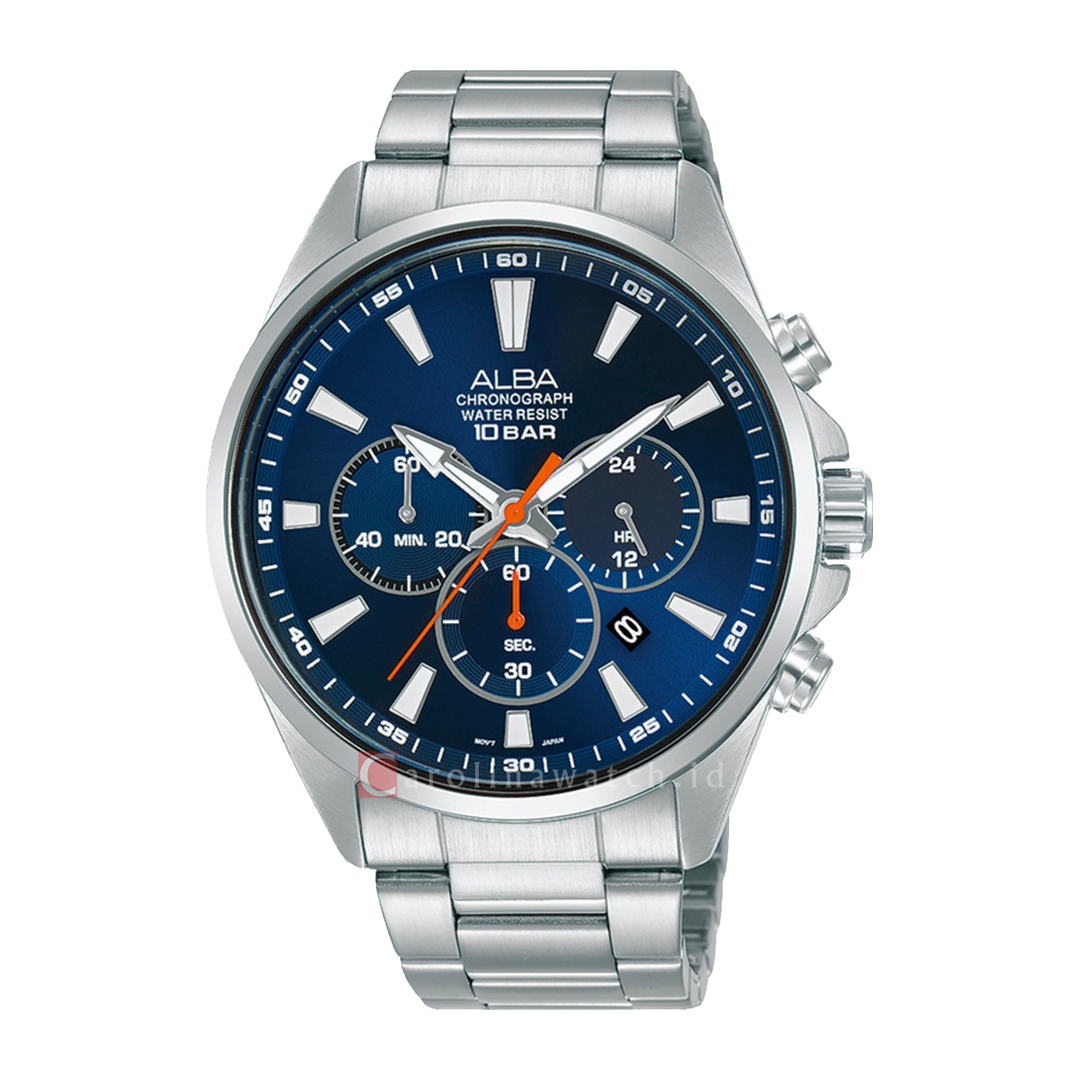 Jam Tangan ALBA Active AT3G55X1 Men Blue Dial Stainless Steel Strap