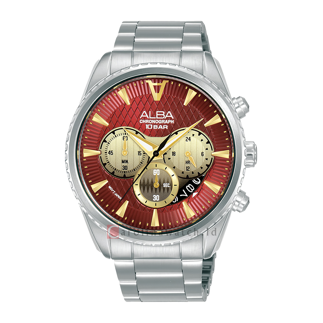 Jam Tangan ALBA Signa AT3J11X1 Men Chronograph Dual Tone Gradation Patterned Dial Stainless Steel Strap