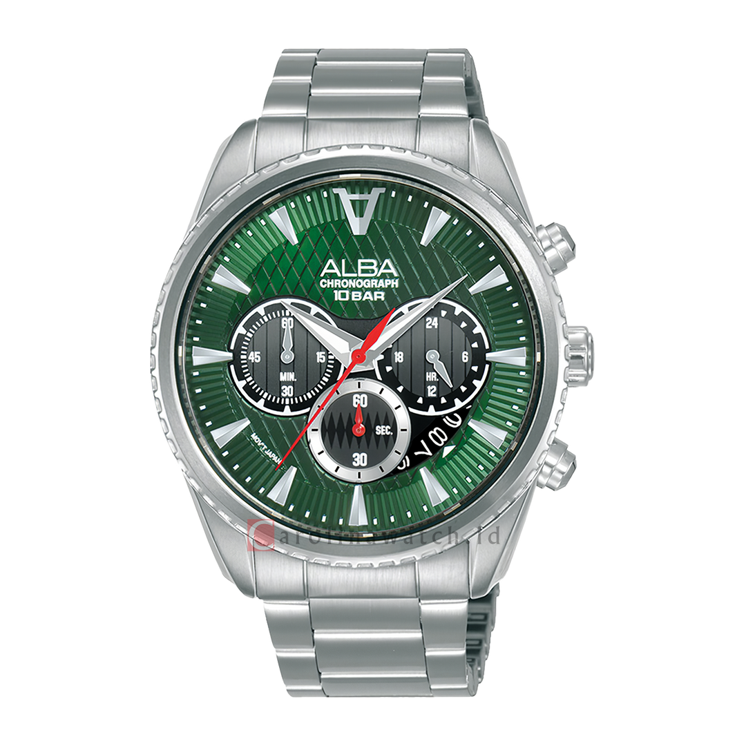 Jam Tangan ALBA Signa AT3J13X1 Men Chronograph Dual Tone Gradation Patterned Dial Stainless Steel Strap