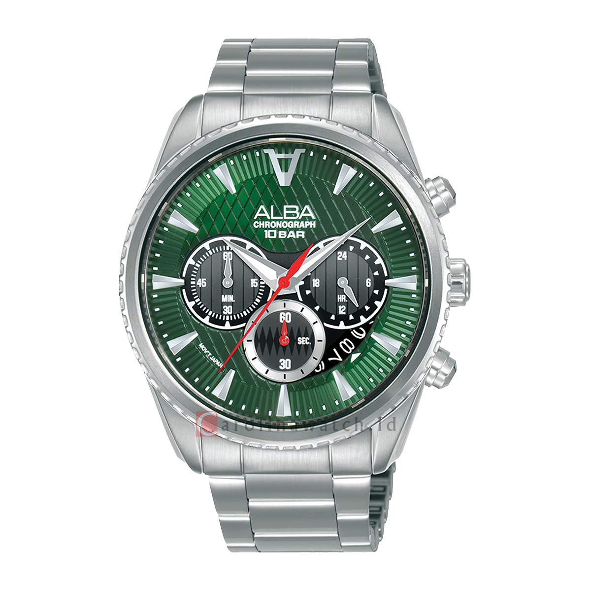 Jam Tangan ALBA Signa AT3J13 Men Chronograph Dual Color Gradation Patterned Dial Stainless Steel Strap