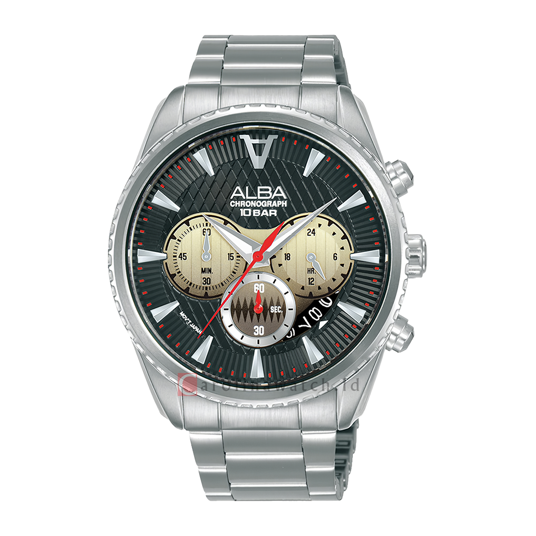 Jam Tangan ALBA Signa AT3J15X1 Men Chronograph Dual Tone Gradation Patterned Dial Stainless Steel Strap