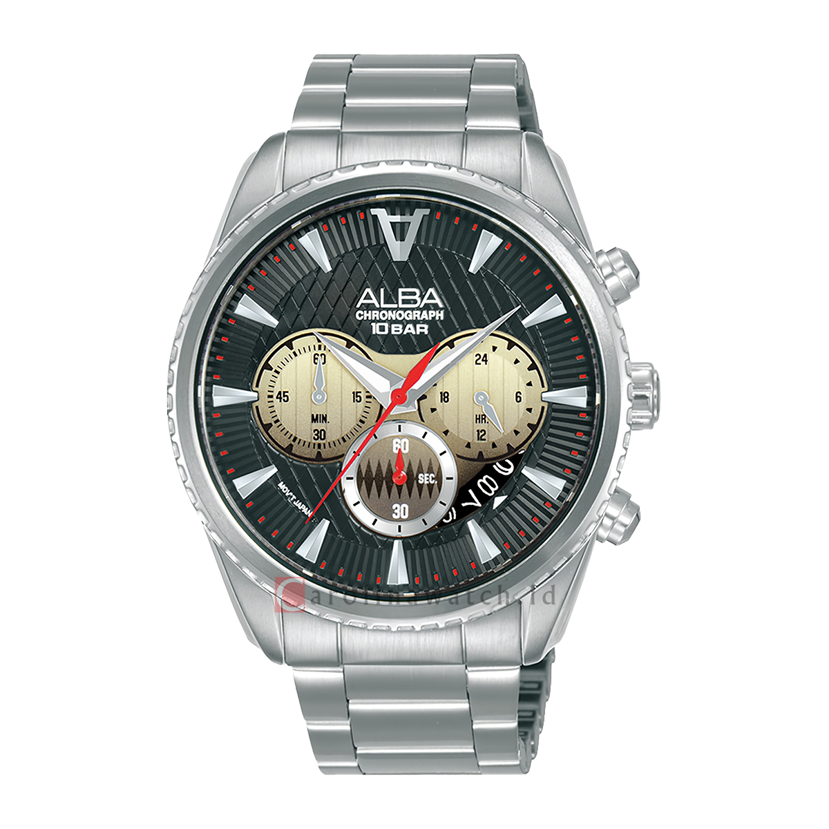 Jam Tangan ALBA Signa AT3J15 Men Chronograph Dual Color Gradation Patterned Dial Stainless Steel Strap