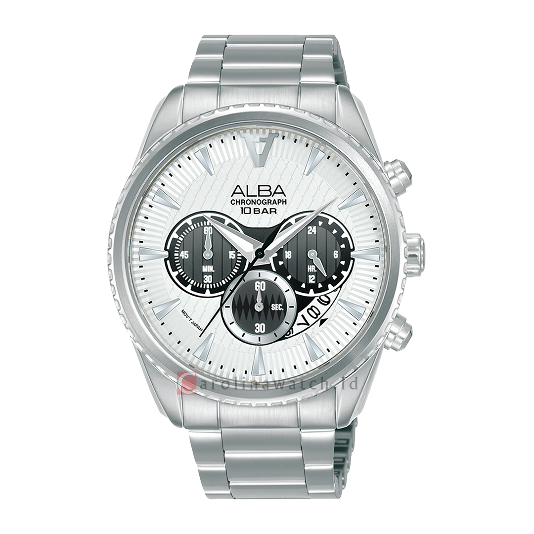 Jam Tangan ALBA Signa AT3J17X1 Men Chronograph Dual Tone Gradation Patterned Dial Stainless Steel Strap