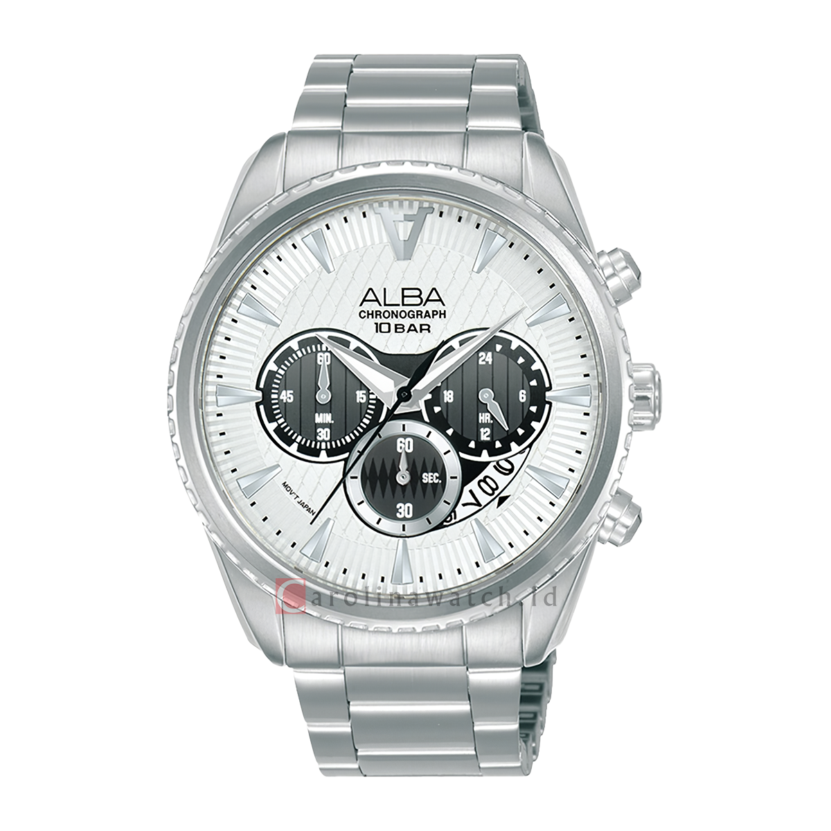 Jam Tangan ALBA Signa AT3J17 Men Chronograph Dual Color Gradation Patterned Dial Stainless Steel Strap