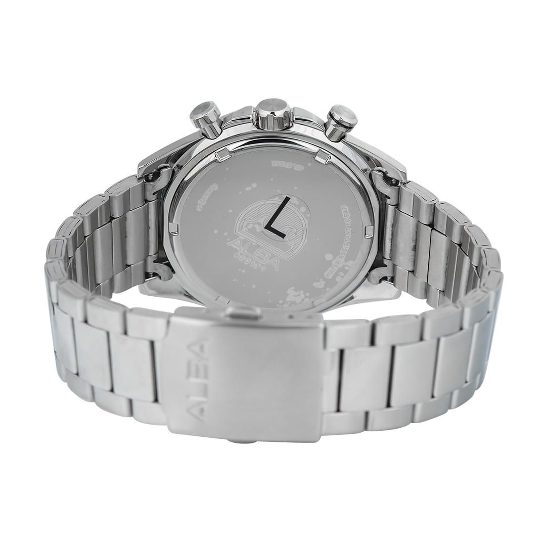 Jam Tangan ALBA AT3J31X1 Men Chronograph White Dial Stainless Steel Strap