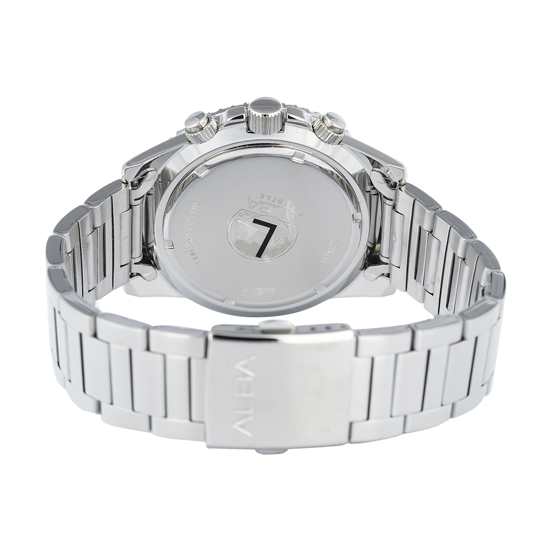 Jam Tangan ALBA Active AT3J37X1 Men Chronograph Black Dial Stainless Steel Strap