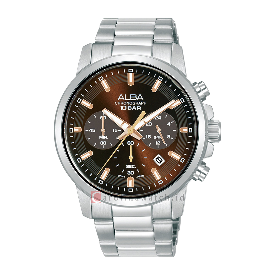 Jam Tangan ALBA Active AT3J51X1 Men Brown Dial Stainless Steel Strap