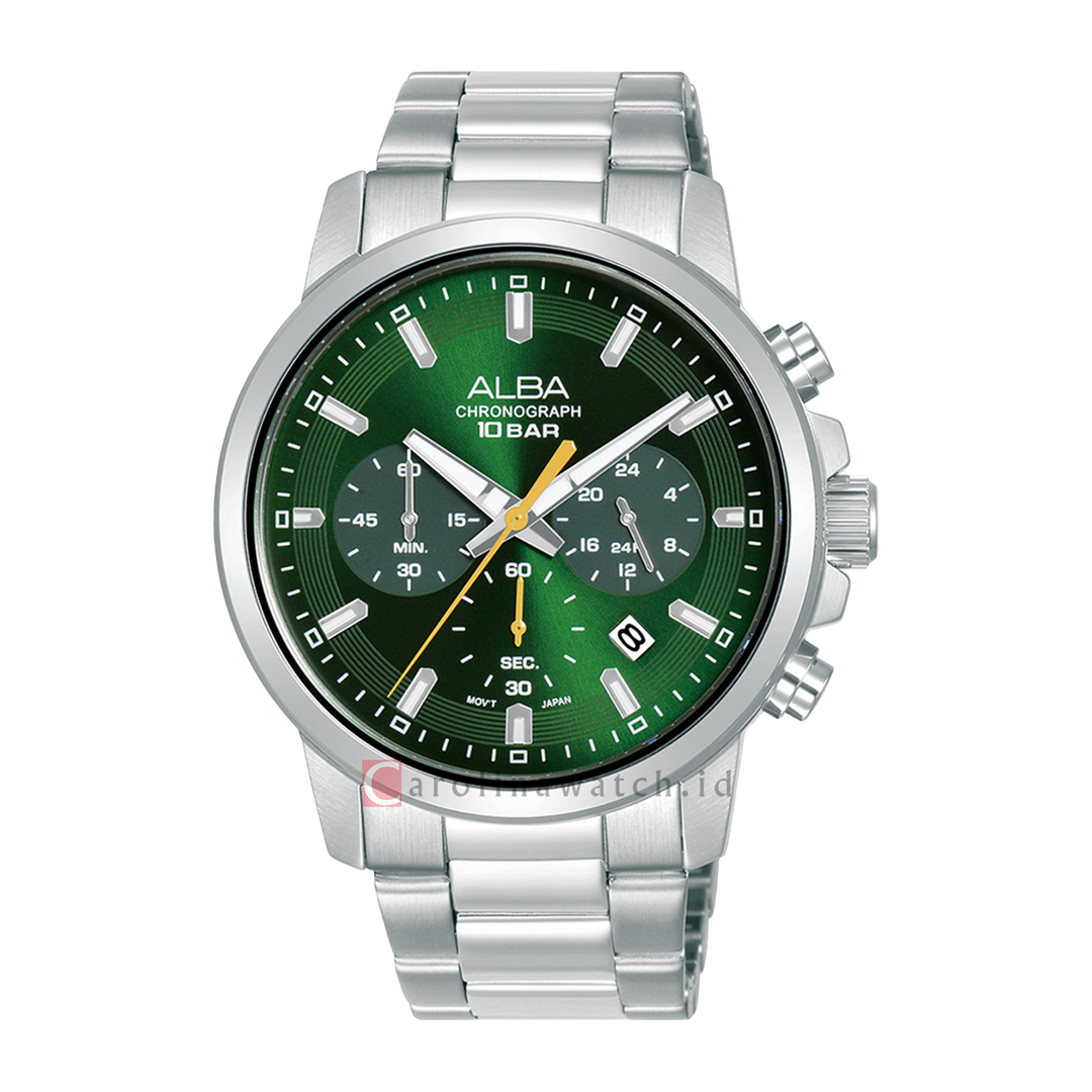Jam Tangan ALBA Active AT3J53X1 Men Green Dial Stainless Steel Strap