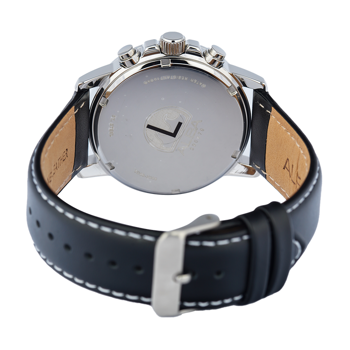 Jam Tangan ALBA Active AT3J63X1 Men Black Dial Black Leather Strap
