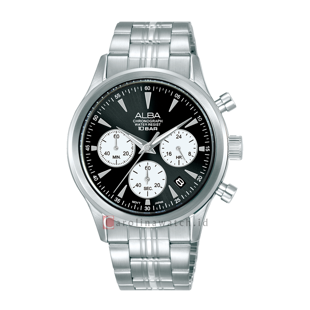 Jam Tangan Alba Prestige AT3K53X1 Men Black Dial Stainless Steel Strap