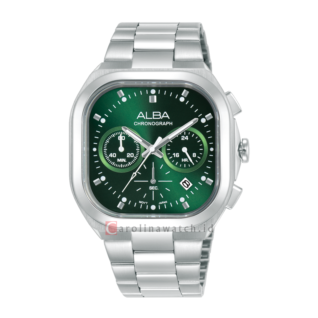 Jam Tangan Alba AT3K99X1 Men Green Dial Stainless Steel Strap