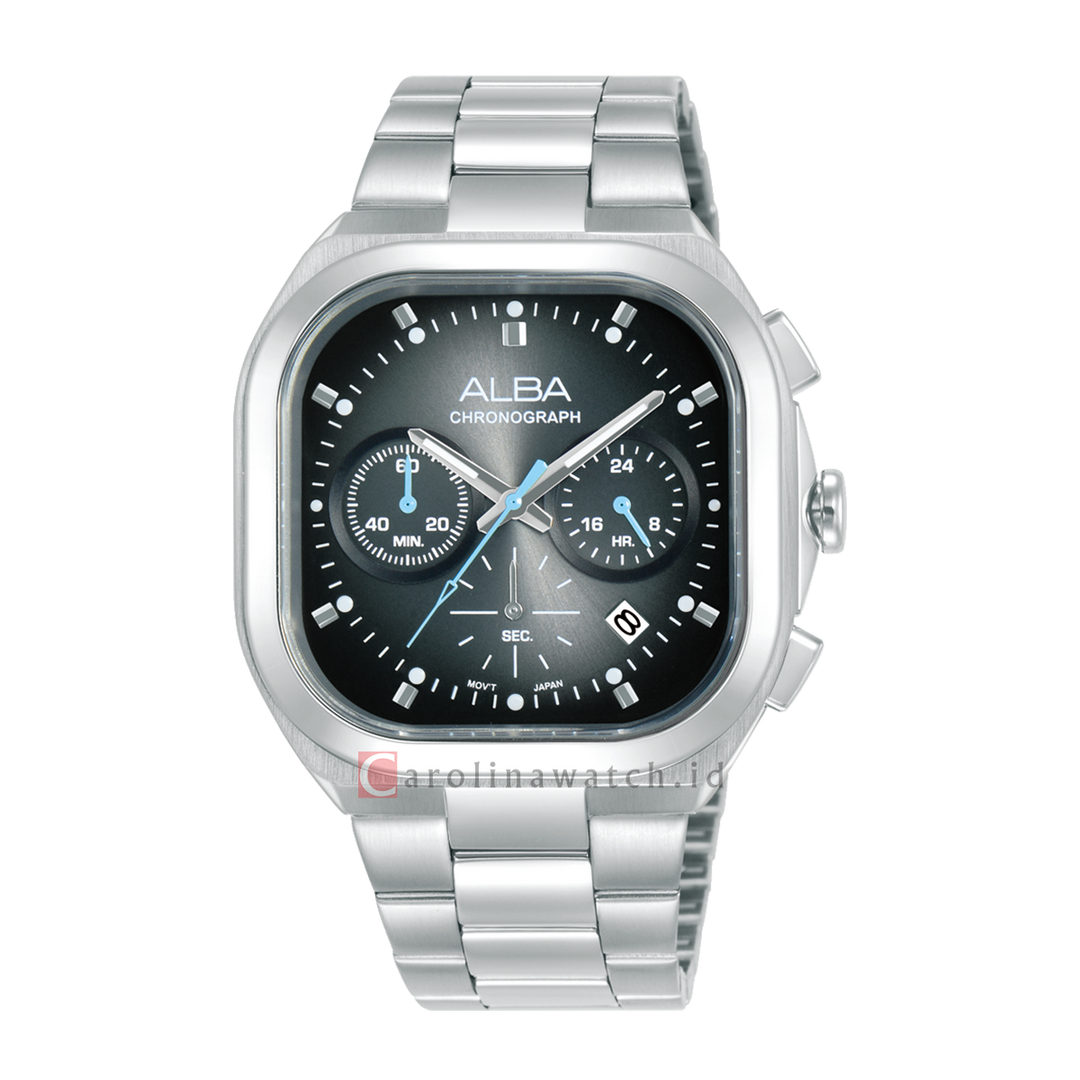 Jam Tangan Alba AT3L03X1 Men Black Gradation Dial Stainless Steel Strap