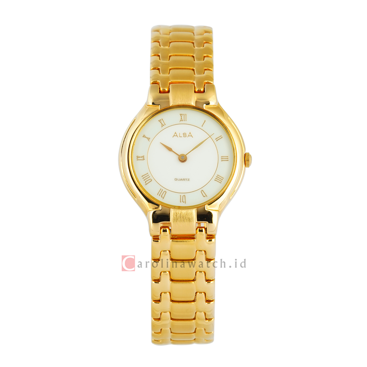 Jam Tangan ALBA ATA82GX1 Women White Dial Gold Stainless Steel Strap