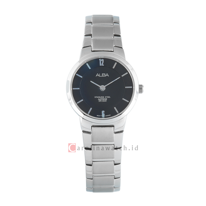 Jam Tangan ALBA ATAU91X1 Women Black Dial Stainless Steel Strap