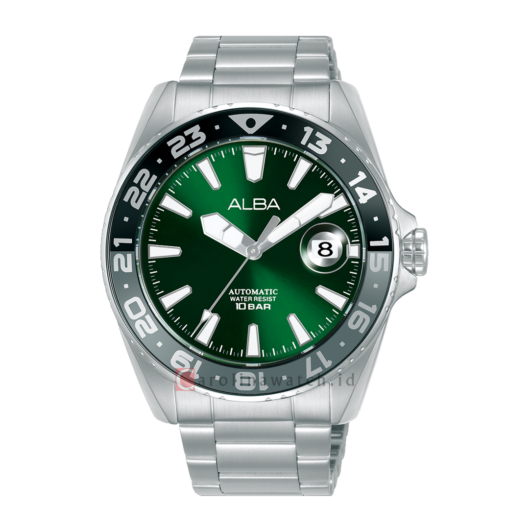 Jam Tangan ALBA Mechanical AU4077X1 Men Green Dial Stainless Steel Strap