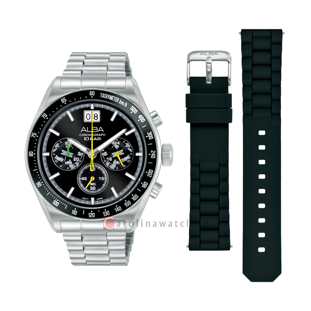Jam Tangan Alba AU5025X2 Men Black Dial Stainless Steel Strap