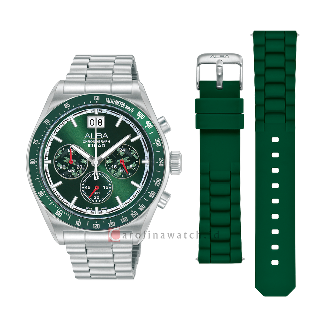 Jam Tangan Alba AU5027X2 Men Green Dial Stainless Steel Strap