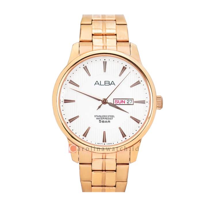 Jam Tangan ALBA Prestige AV3286X1 Men Silver Dial Rose Gold Stainless Steel Strap