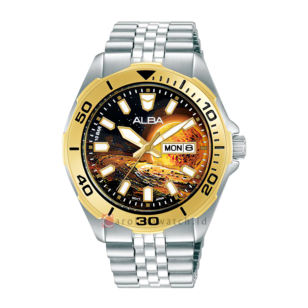 Jam Tangan ALBA AV3590X2 Men Sun Graphic Dial Stainless Steel Strap