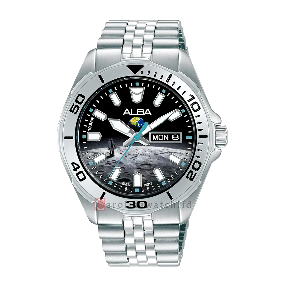 Jam Tangan ALBA AV3591X2 Men Moon Graphic Dial Stainless Steel Strap