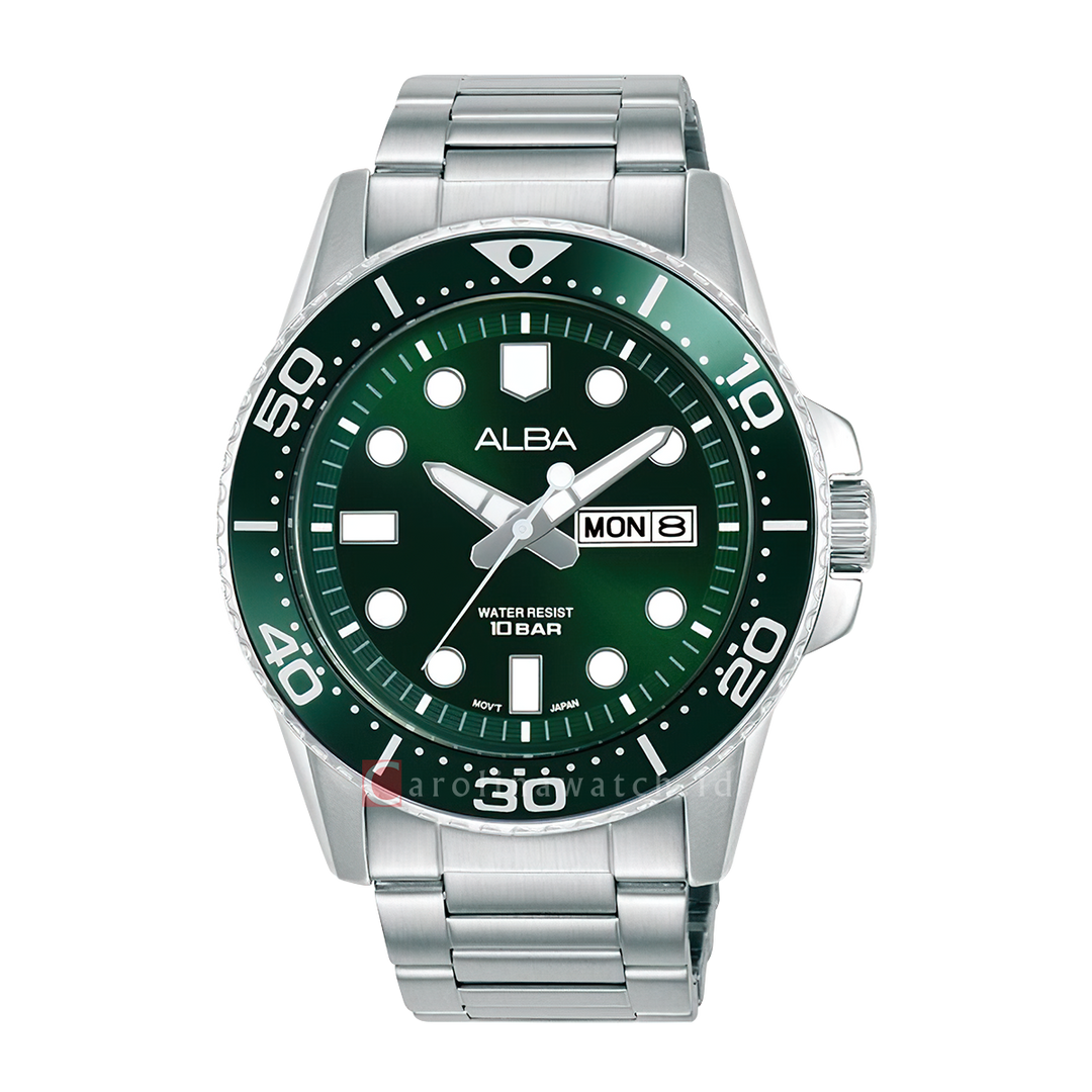 Jam Tangan ALBA AV3595X1 Men Green Dial Stainless Steel Strap