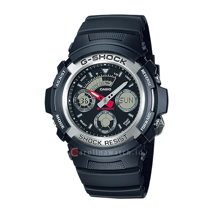 Jam Tangan Casio G-Shock AW-590-1A Men Digital Analog Dial Black Resin Band