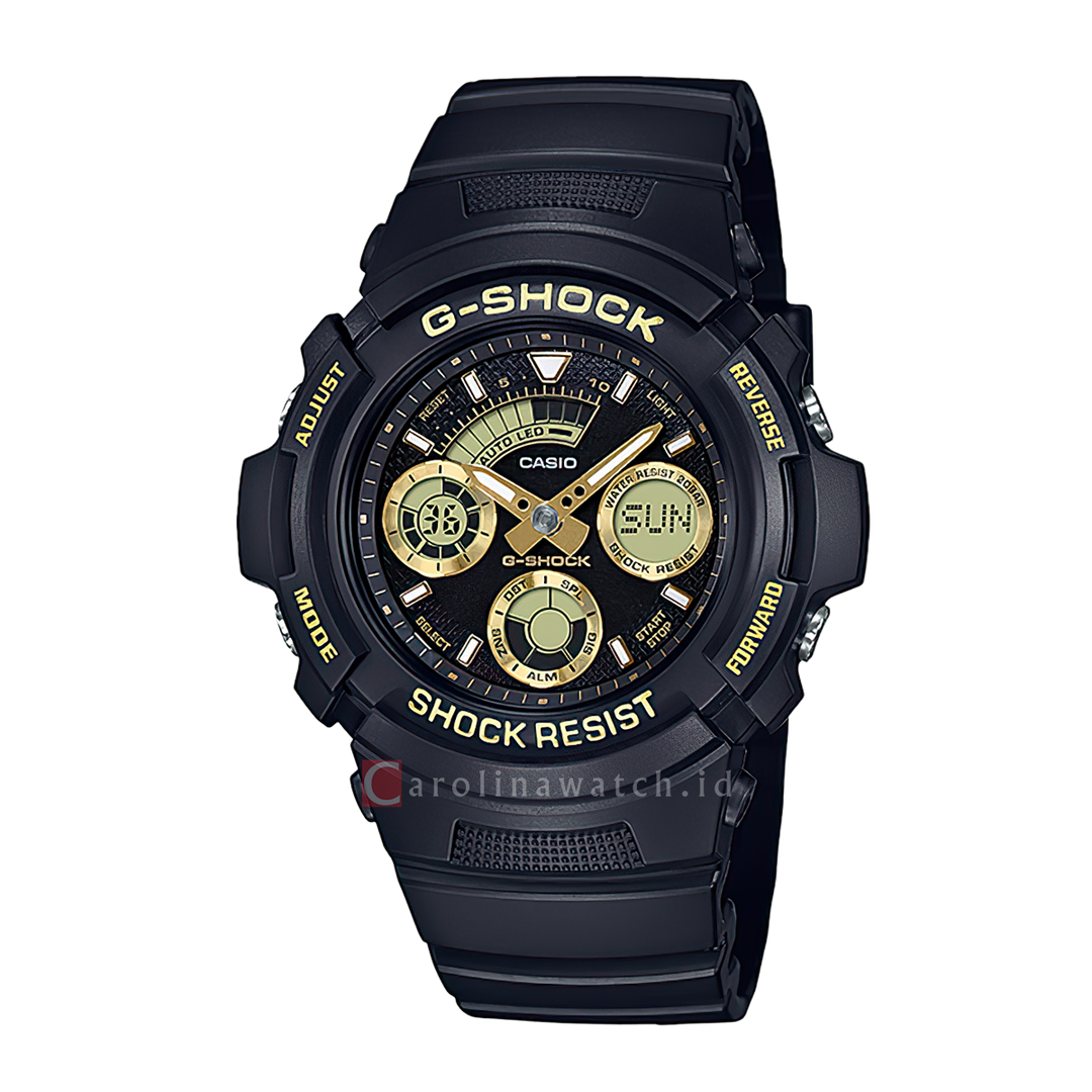 Jam Tangan Casio G Shock AW 591GBX 1A9 Men Digital Analog Dial Black R Carolina Watch