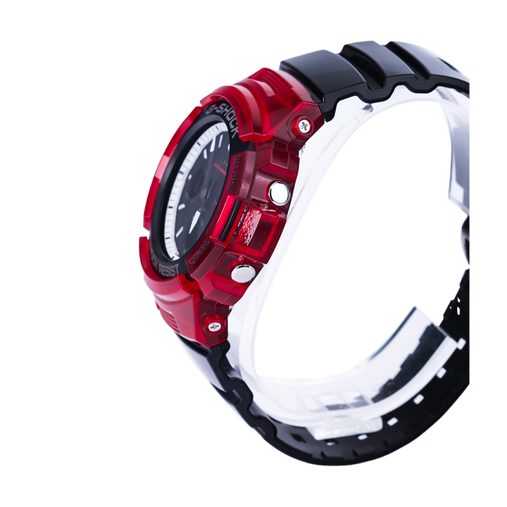 Jam Tangan Casio G-Shock AWG-M100SRB-4A Men Red Black and White RB Series Multiband 6 Black Dial Black Resin Band