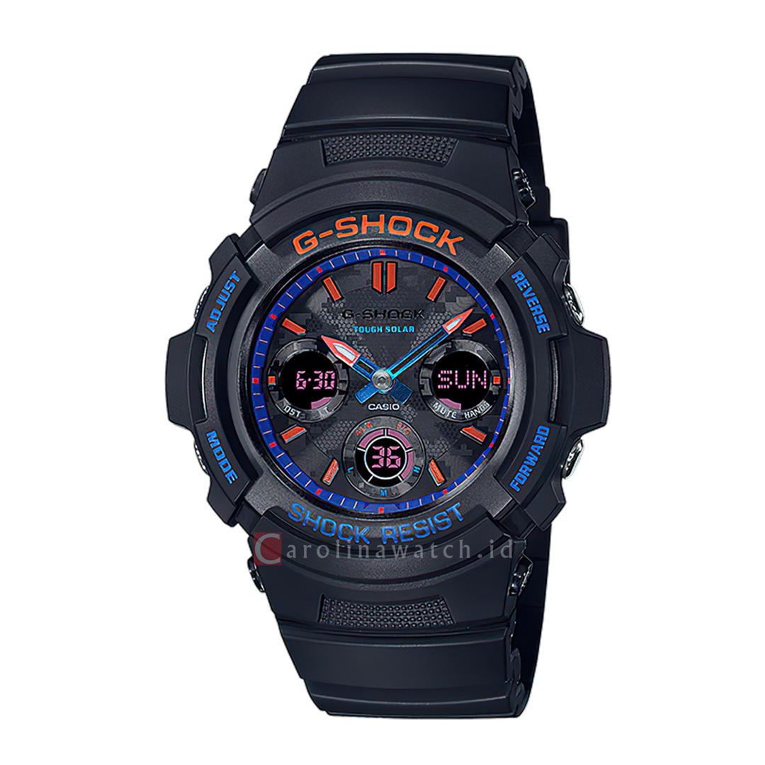 Jam Tangan Casio G-Shock AWR-M100SCT-1A Men Black Digital Analog Dial Black Resin Band