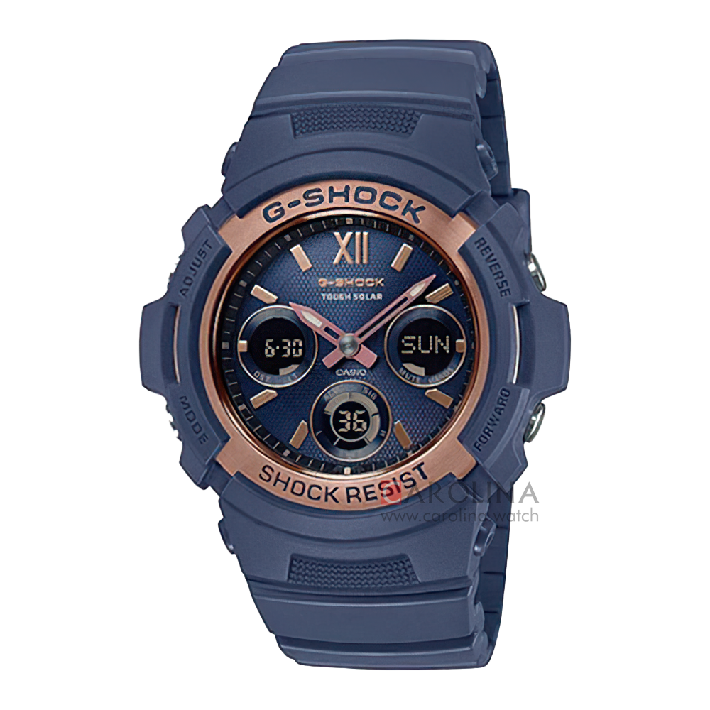 Jam Tangan Casio G-Shock AWR-M100SNR-2A Men Blue Digital Analog Dial Blue Resin Band