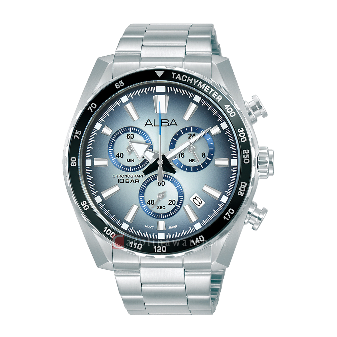 Jam Tangan ALBA Chronograph AX7011X1 Men Grey Dial Stainless Steel Strap