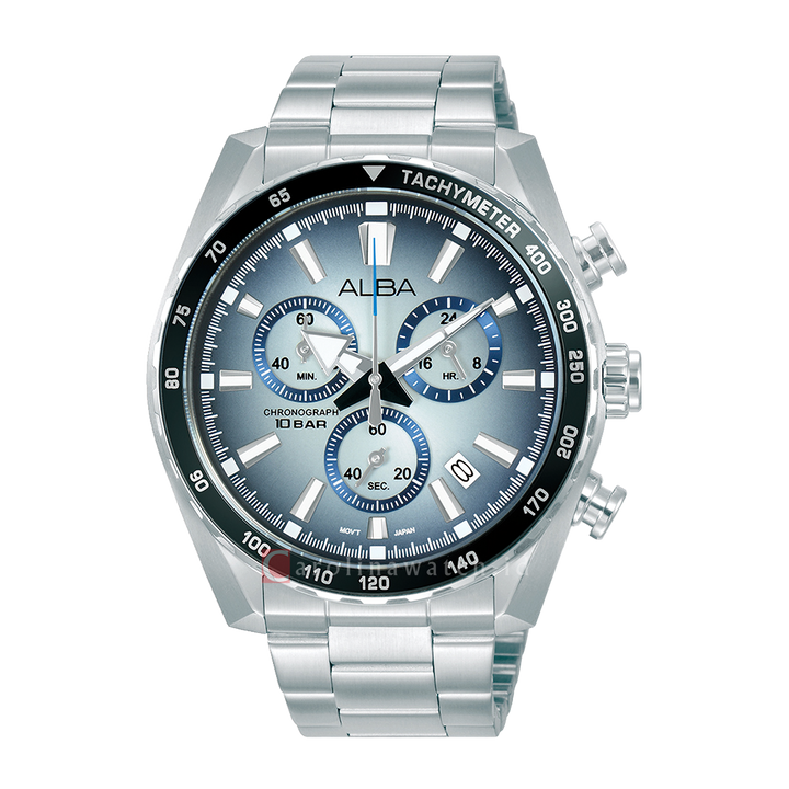 Jam Tangan ALBA Chronograph AX7011X1 Men Grey Dial Stainless Steel Strap