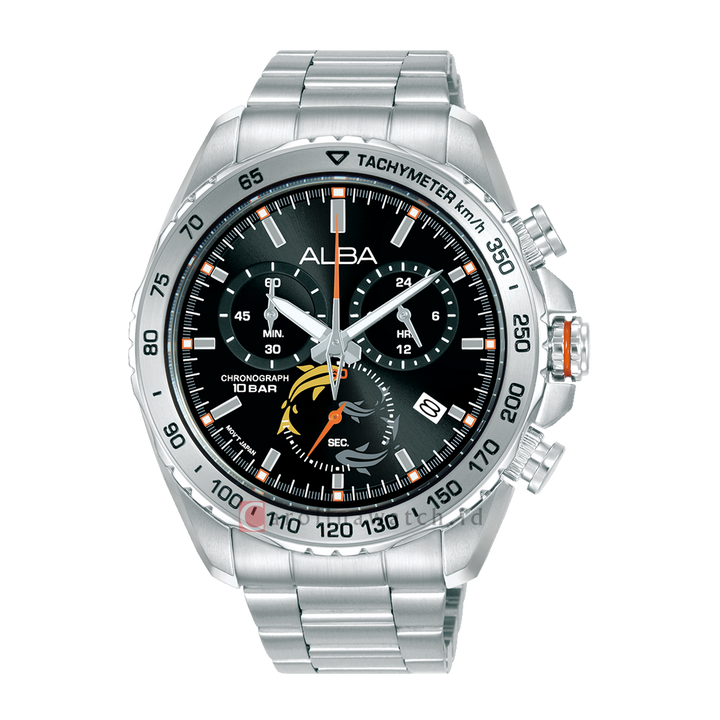 Jam Tangan Alba Signa AX7017X1 Men Black Dial Stainless Steel Strap