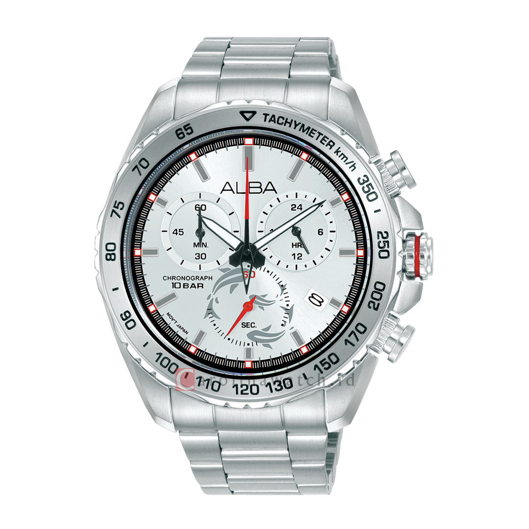 Jam Tangan Alba Signa AX7021X1 Men Silver White Dial Stainless Steel Strap