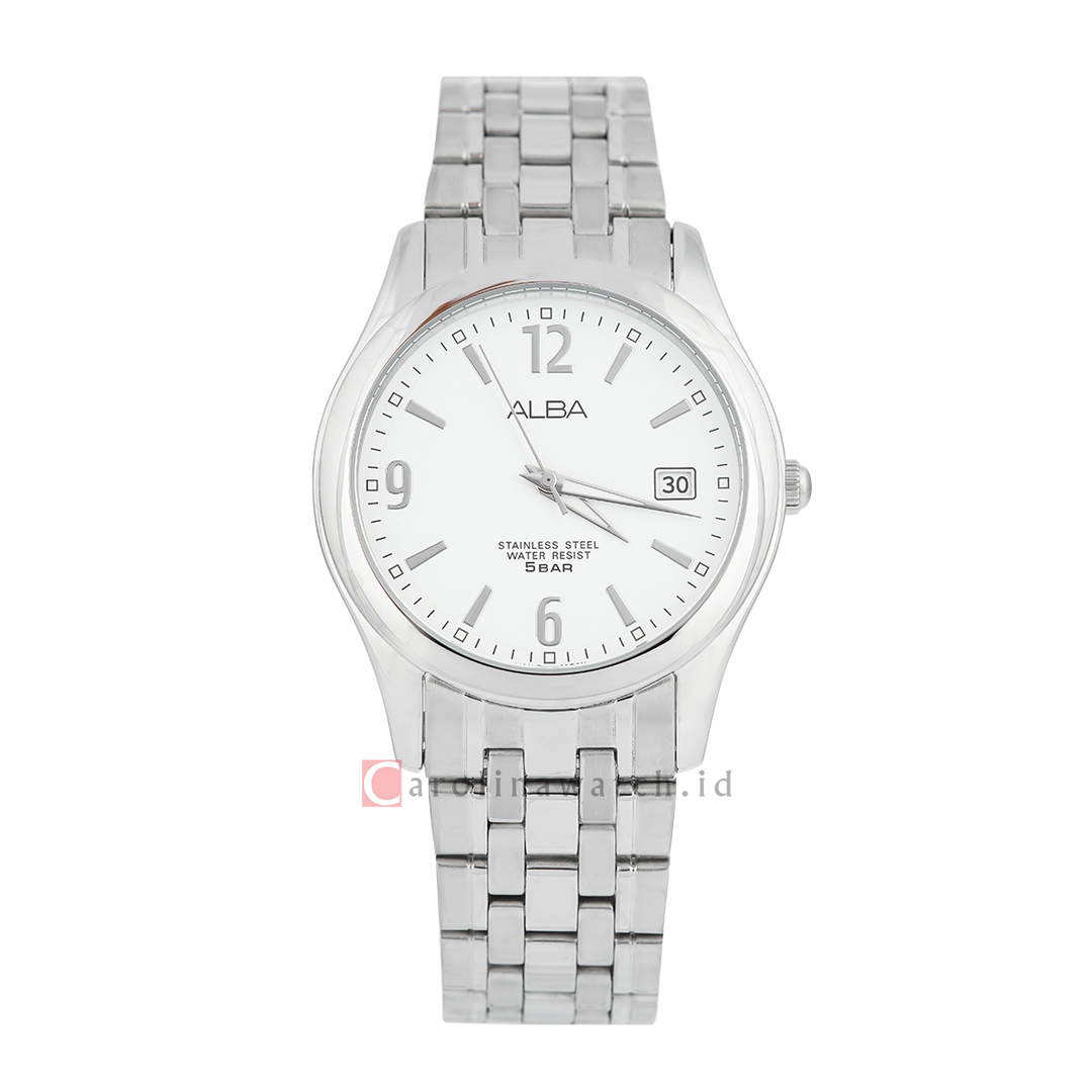 Jam Tangan Alba Prestige AXHL01X1 Men White Dial Stainless Steel Strap