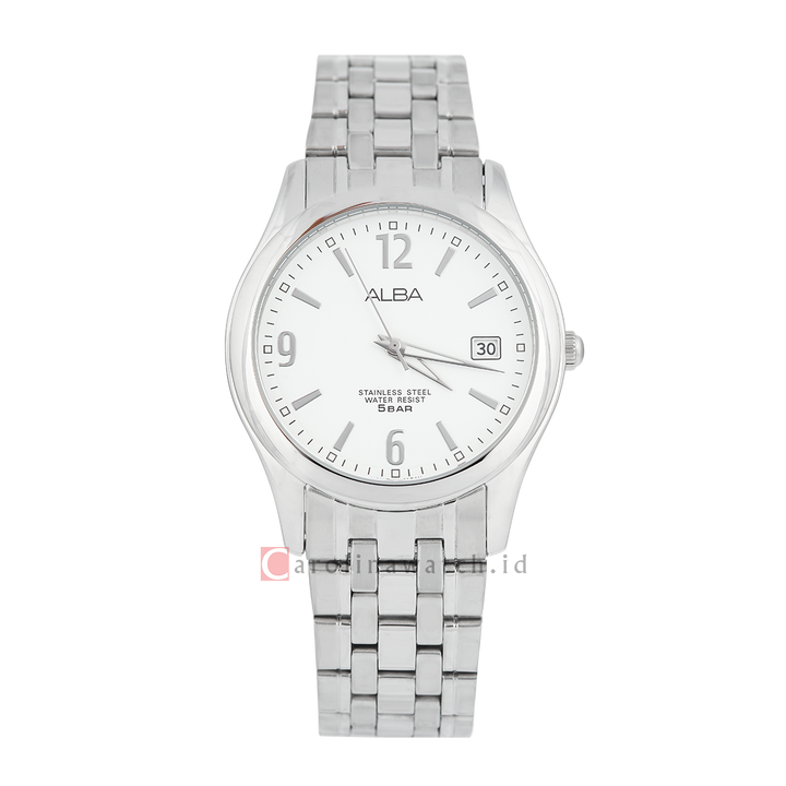 Jam Tangan Alba Prestige AXHL01X1 Men White Dial Stainless Steel Strap