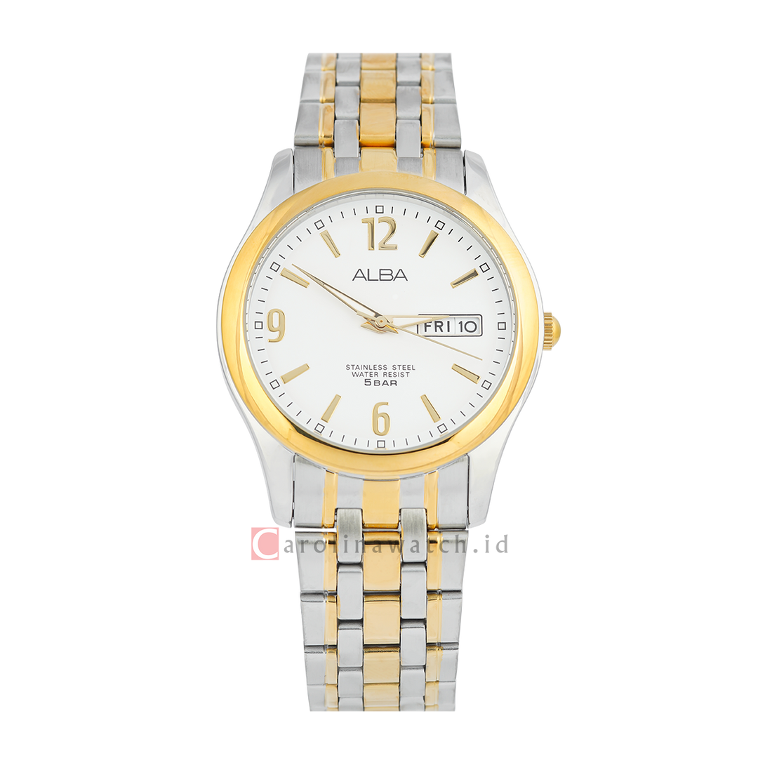 Jam Tangan Alba AXND52X1 Women White Dial Dual Tone Stainless Steel Strap