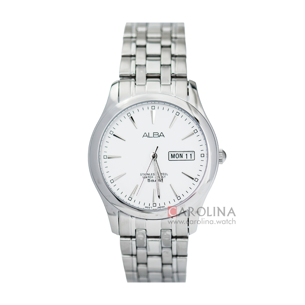 Jam Tangan Alba AXND53X1 Men White Dial Stainless Steel Strap